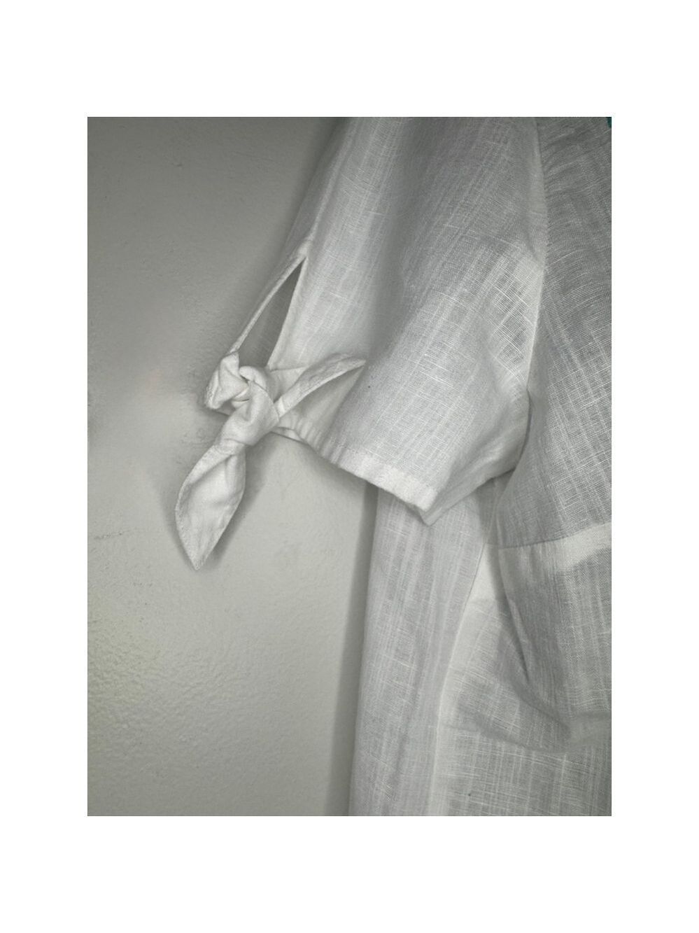 Women's Talbots Top Size M Linen/Cotton Blend White Embroidered - Picture 3 of 8